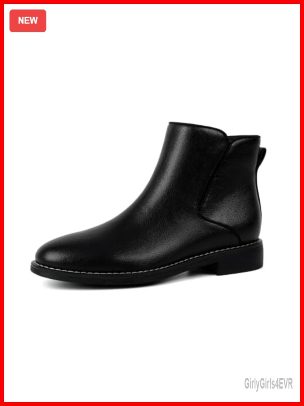 Women's Faux Leather Round Toe Ankle Boots Low Block Heel Side Zip